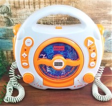 Sing-A-Long CD Music Player Karaoke Dual Microphone LED USB Anti Skip Smartphone