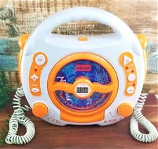 Sing-A-Long CD Music Player Karaoke Dual Microphone LED USB Anti Skip Smartphone