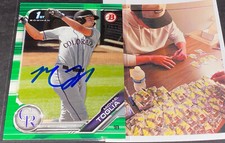 Michael Toglia Rockies Auto Signed 2019 1st Bowman Green Base Card .