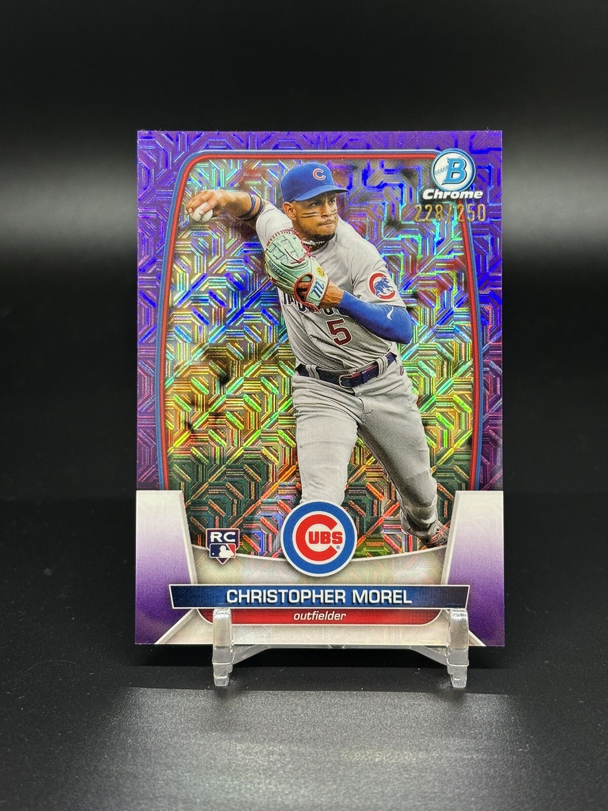 2023 Bowman Chrome Christopher Morel #34 Purple Mojo Refractor /250 Rookie RC