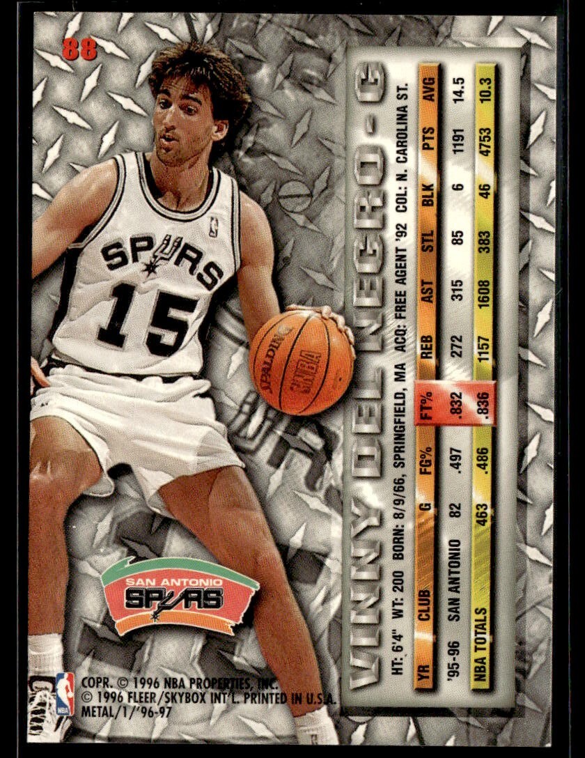 1996-97 Fleer Metal Vinny Del Negro #88 San Antonio Spurs | eBay
