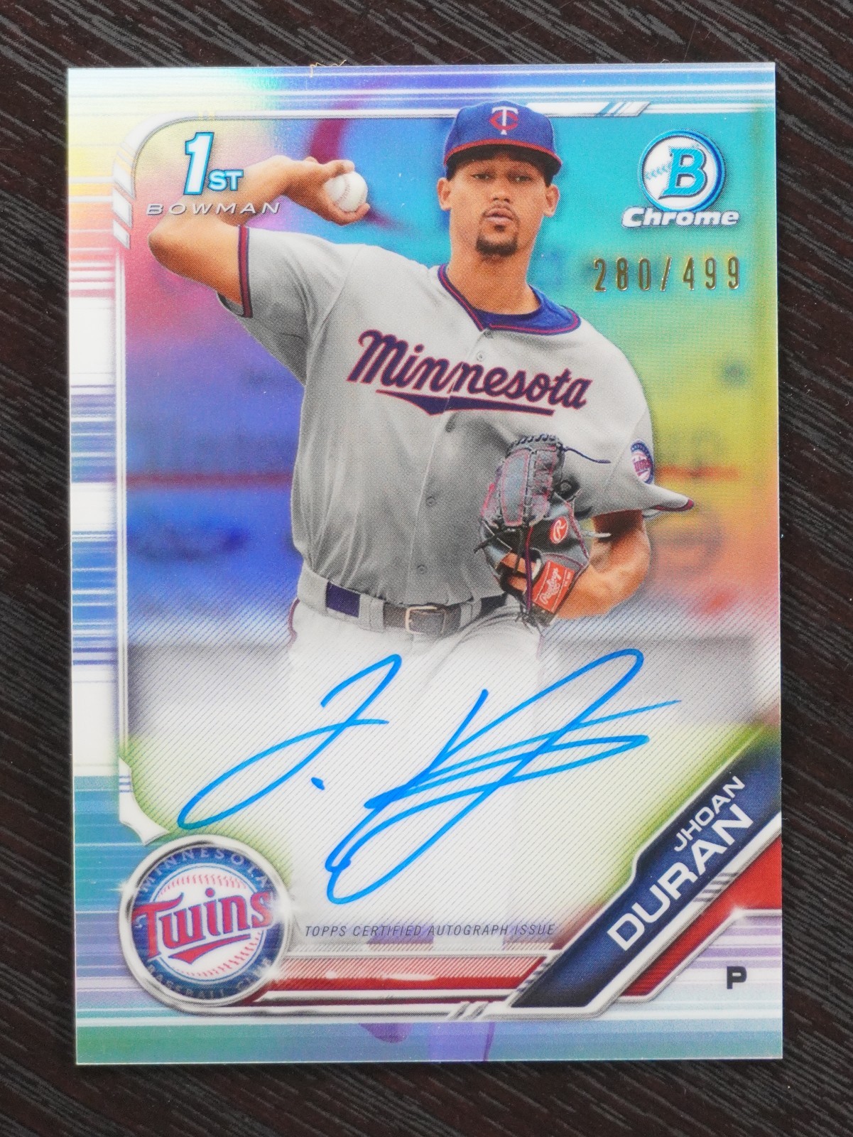 2019 Bowman Chrome - Prospects Auto Jhoan Duran #CPA-JDU Refractor /499 (AU, RC)