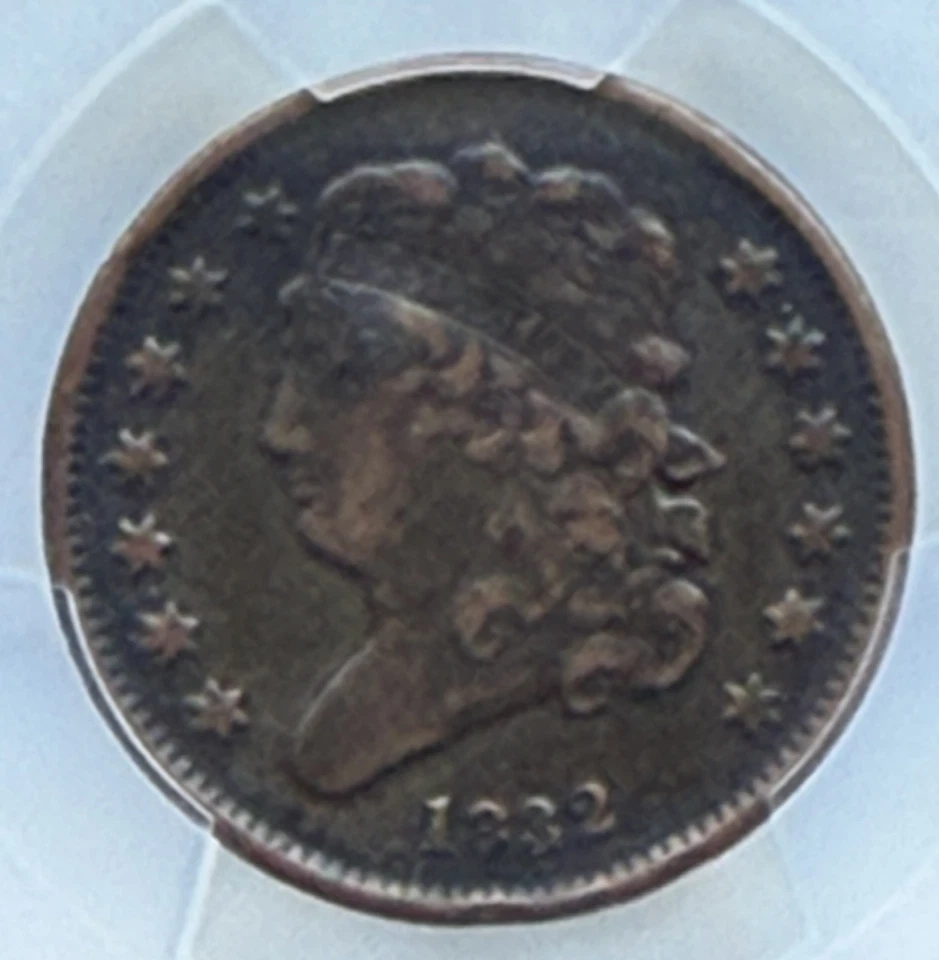 Medio centavo cabeza clásica 1832 - graduación profesional detalle en muy buen estado Foto 4 de 4