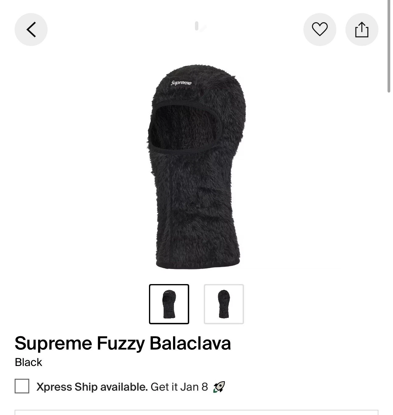 supreme fuzzy balaclava black fw24
