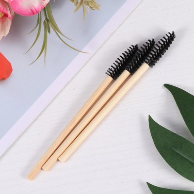  20pcs Augenbrauenbürsten mit Bambusgriff Polyesterkopf Tragbare Wimpernbürsten