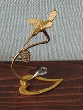 GOLD COLOURED METAL + DIAMONTE decoration HUMMINGBIRD ORNAMENT approx 4.5" in he