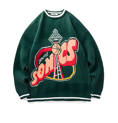 Retro Seattle SuperSonics Unisex Pullover, Vintage NBA Basketball Knit Sweater