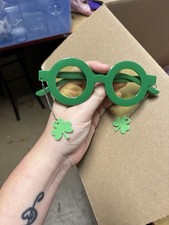 Green Shamrock Novelty Glasses
