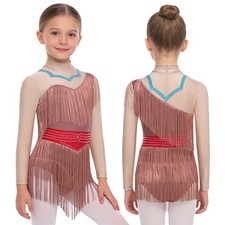 Girls Leotard High Cut Dancewear Multi-Layer Dance Dress Crotch Press Dress Up
