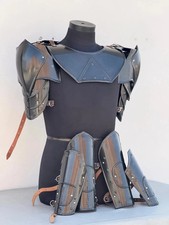 Medieval Black Undead Pair Of Pauldrons With Gorget Armor Larp Armor Cosplay