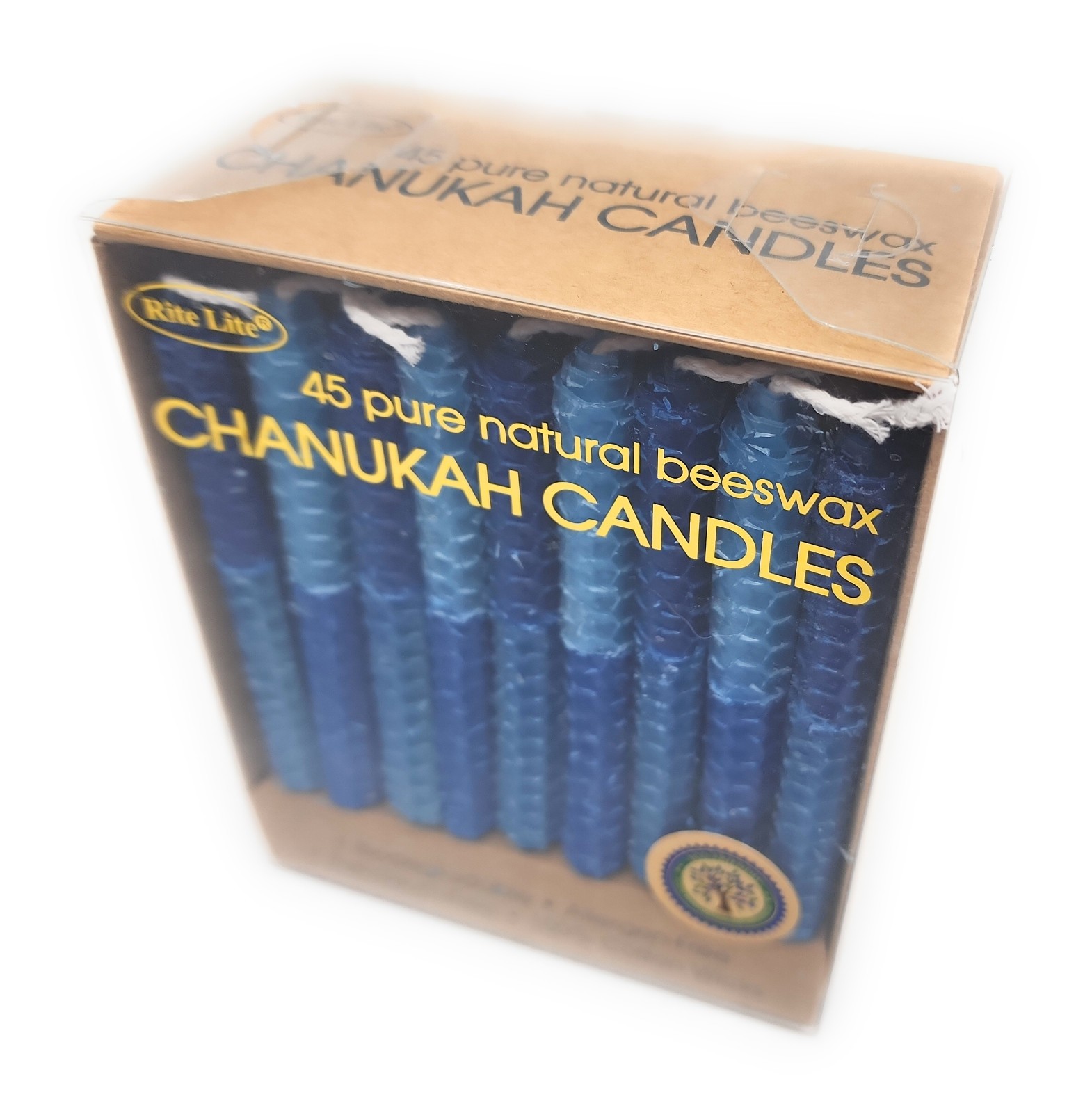 Eco-Friendly Chanukah Candles Natural Honeycombed Beeswax 45 Candles, Blue
