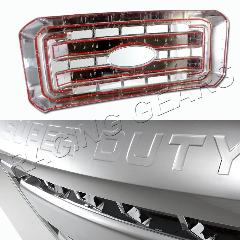 REJILLA CROMADA 1 PIEZA CUBIERTA SUPERPUESTA APTA 11-16 FORD F250 F350 F450 SUPER DUTY Foto 3 de 4