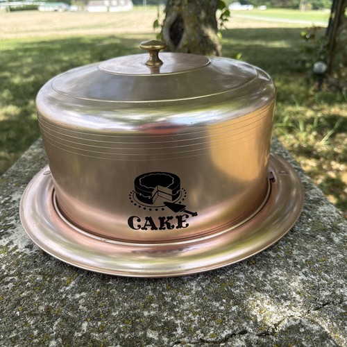 West Bend Copper Tone Aluminum Cake Carrier 1950s Vtg Retro