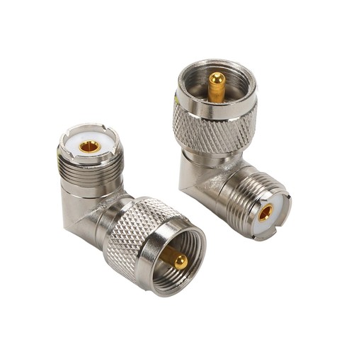 Pack of 2 UHF PL259 Male to SO239 Female Coax Connector Right Angle Adapter 9...