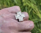 Sterling Silver 925 Vintage Heavy Celtic Cross Ring w/ Diamond? Sz 7.5