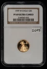 1999-W $5 1/10 oz Gold American Eagle Proof - NGC PF 69 Ultra Cameo - SKU-G6098