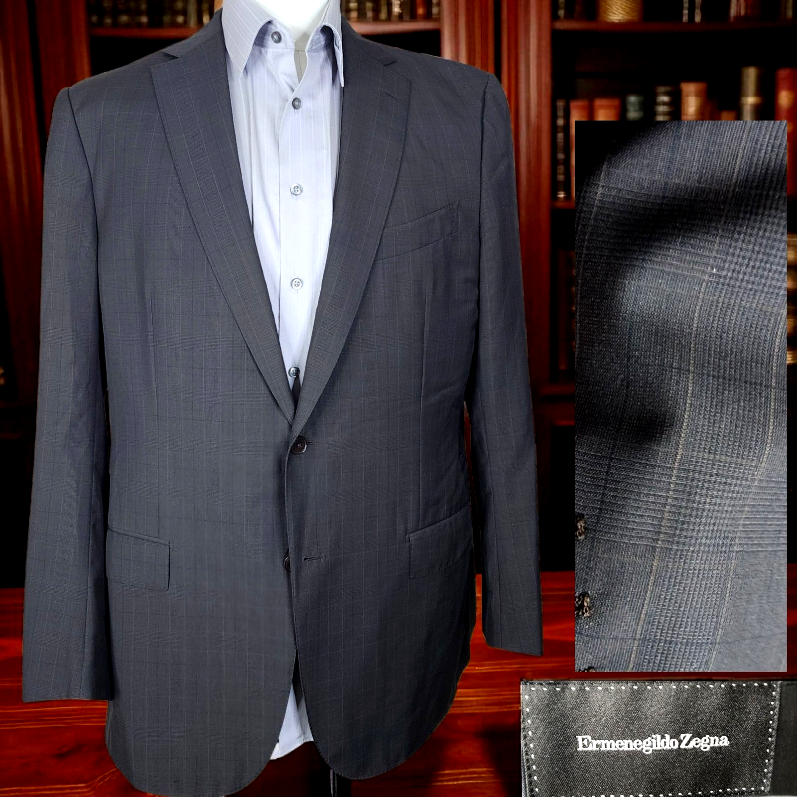 Ermenegildo Zegna Sport Coat Jacket Mens 44L Brown Plaid Italy DV Wool