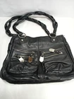B.Makowski Black Soft Leather Satchel/Hobo Style Purse - Pockets/zippers
