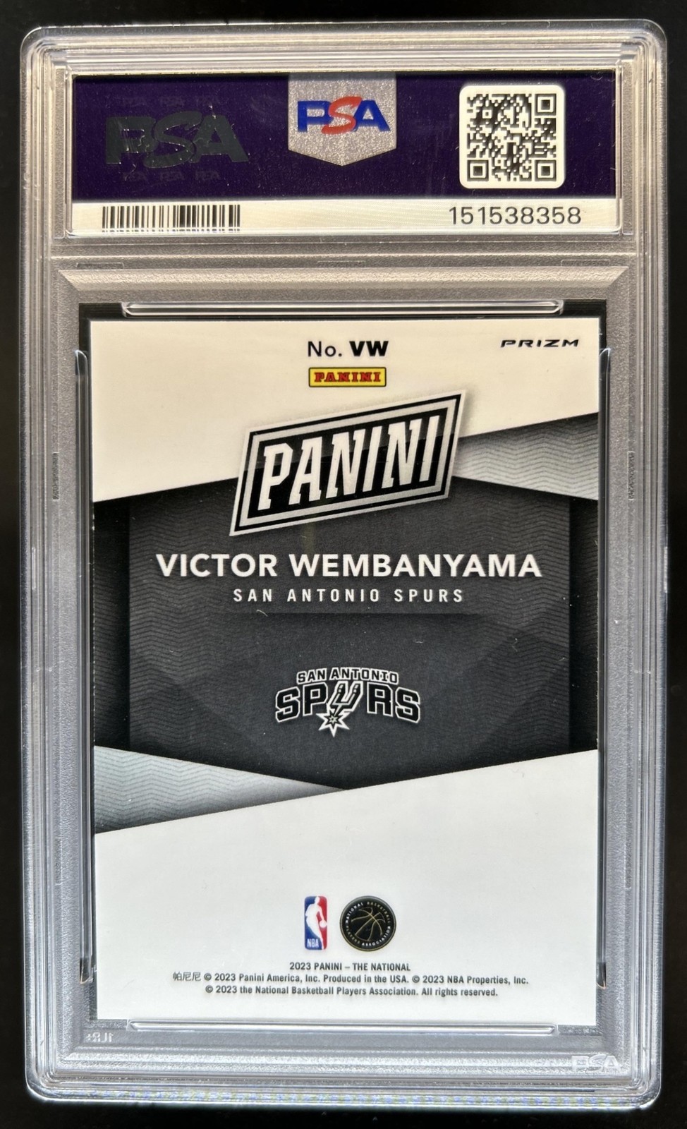 2023 Panini National Silver Victor Wembanyama Marketing Insert RC #VW PSA 9 view 2