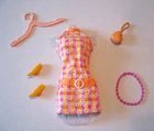 BARBIE FASHION CLOTHES ~ ORANGE/PINK DAISY PRINT OUTFIT w/ACCESSORIES SET