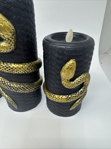 Martha Stewart Set of 4 Flameless LED Wax Pillar Candles Snake Luminara - Picture 6 of 11