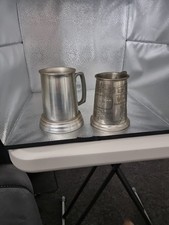 2 Tankards mugs 1 Glass Bottom 1 engraved 