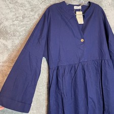 Grae Cove Women Linen Cotton Blend Maxi Dress L Modest Minimal Lagenlook NWT