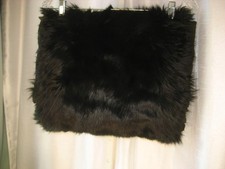 Vintage Fur Hand Muff Black Fox Fur Silk lining Large 16"x13" Damaged