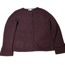 Pendleton 100 Merino Wool Purple Cardigan Sz M Sweater Rn 29685