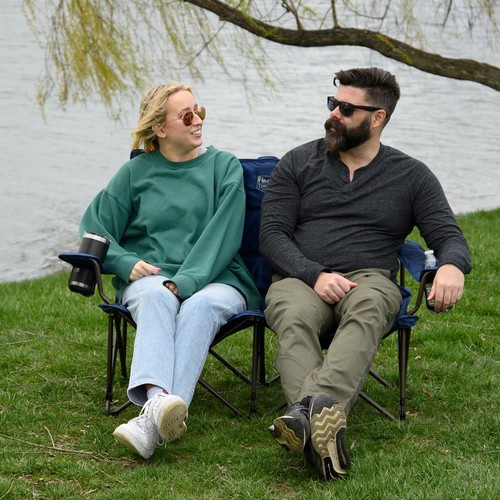 2 Person Folding Loveseat Comfortable Double Foldable Camping Chair Folding L... - Picture 2 of 8