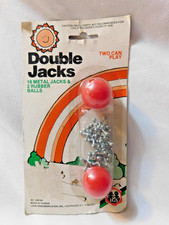 Vintage 1980s Louis Greenberg Double Jacks Set - 16 Metal Jacks  2 Balls NOS