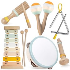 Baby Musical Instruments-Montessori Wooden Toys for Toddlers Small, Neutral