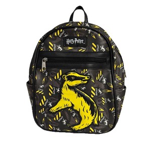 Rare Harry Potter Loungefly Hufflepuff Mini Backpack Black Yellow Plaid Embossed EXCLUSIVE DROP: Loungefly Harry Potter Hufflepuff House Mini  main image 4