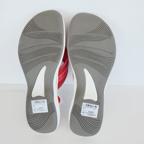 Clarks Cloudsteppers (9 Medium) Womens BrinKley Flora RED Flip Flop Sandals - Picture 6 of 7