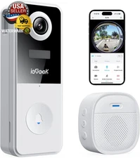 Iegeek Doorbell Camera Wireless No Subscription, 3MP Video Doorbell with Chime, 