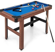 GYMAX Pool Table, 48 Inch Billiard Mini Table Complete Set Balls, Chalk, Sticks