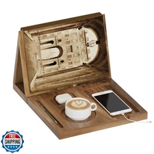 Wooden Triangle Book Stand Holder for Page Rest, Acacia Foldable 