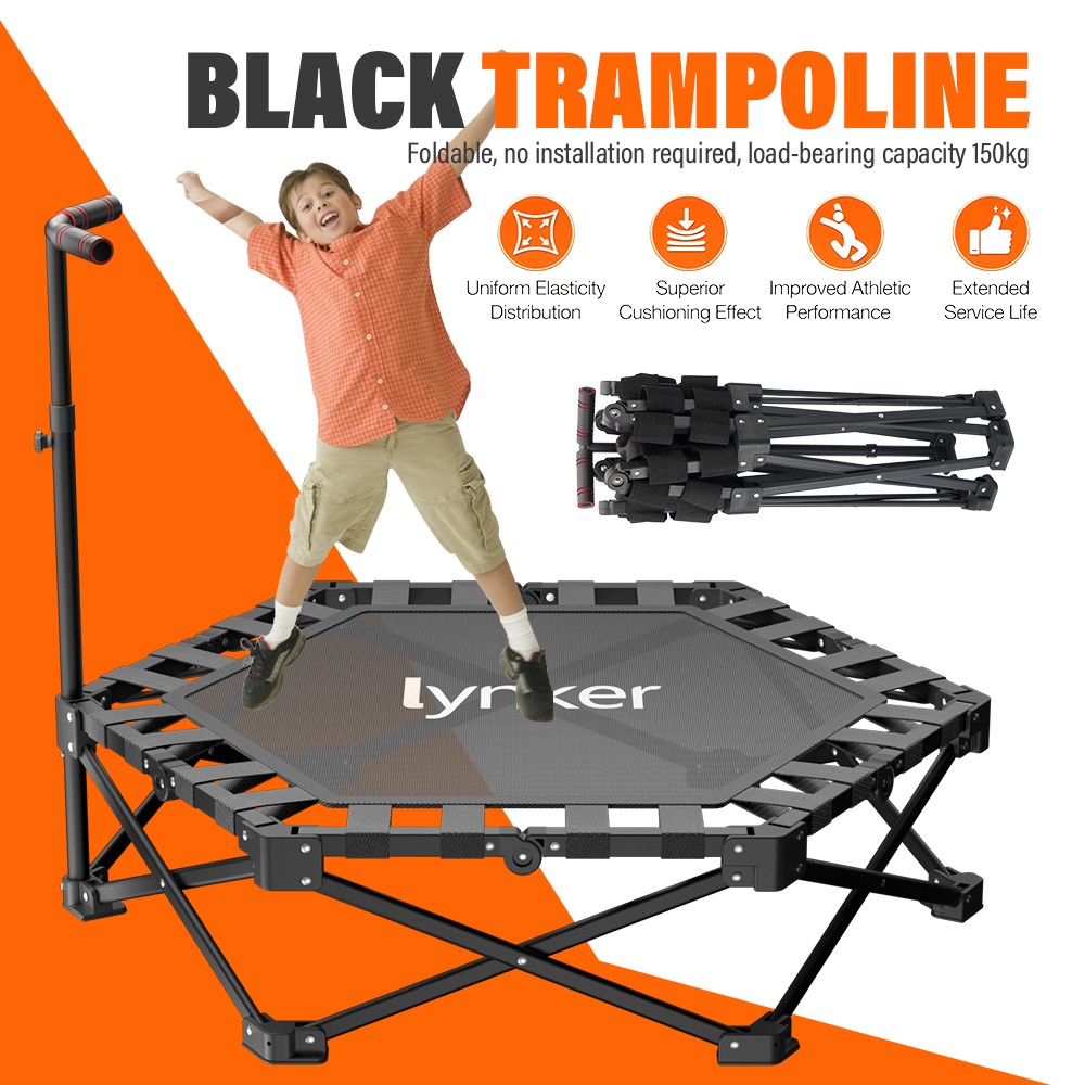 40" 330lbs Foldable Mini Fitness Trampoline Indoor Exercise Rebounder for Adults