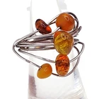 925 vintage 1970s Silver Wire amber ring, Modernist Amber Ring Size N,  sterling