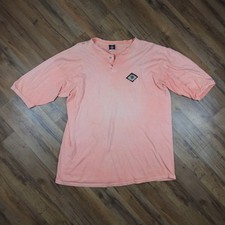 Vintage World Wide Competition Henley Mens XLT Peach Made in USA Distressed 90s