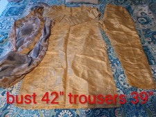 Pakistani Designer Shalwar Kameez Banarsi Jamawar Gold Set Size Large 42" Bust