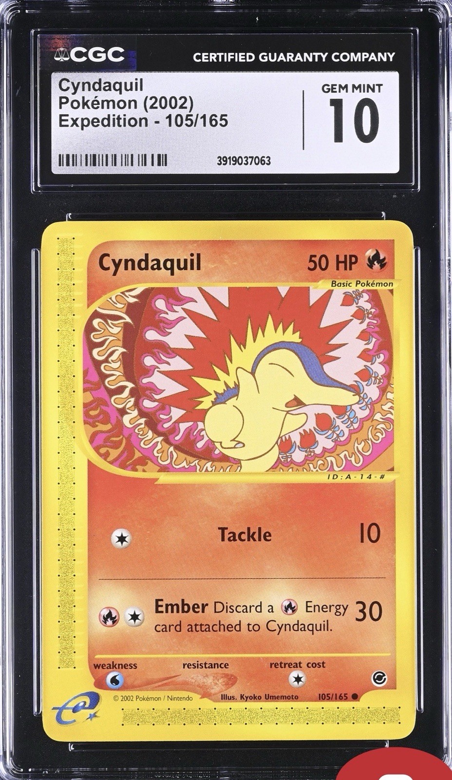 Pokemon (2002) Expedition Cyndaquil #105/165 CGC 10 GEM MINT WOTC Nm Low Pop 63