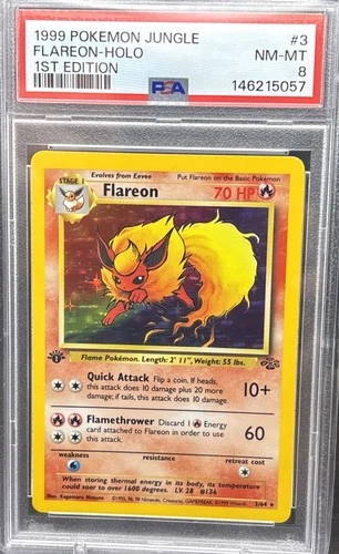 Flareon 1999 Pokemon Jungle 1st Edition Holo 3/64 PSA 8 NS1