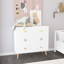 Kids 3 Drawer Dresser, Baby Nightstand for Bedroom, Storage Cabinet for Toddle