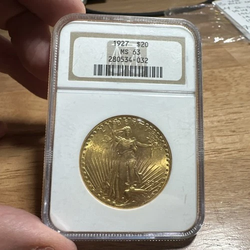 1927 $20 Gold Saint Gaudens Double Eagle NGC MS63 Coin