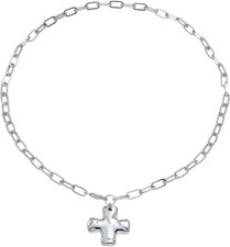 Chunky Cross Necklace for Women, Gold and Silver Alloy Vintage Paperclip Chain,