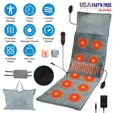Vibrating Electric Heated Massage Mat And Cushion Pillow Ideal For Back Support