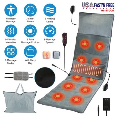 Electric Heated Massage Mat & Vibration Massage Pad Cushion Back Pillow Massage