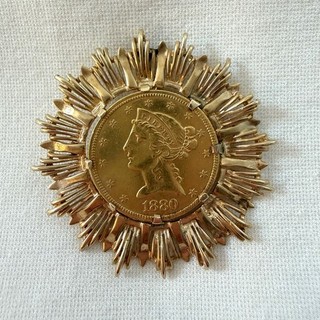 1880 Liberty Head $5 Gold Coin Pendant