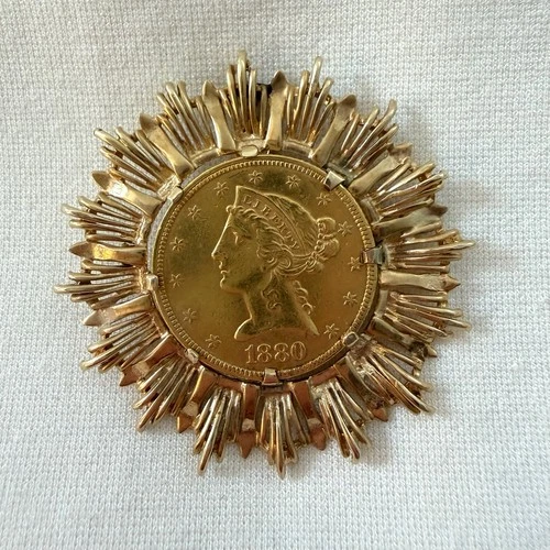 1880 Liberty Head $5 Gold Coin Pendant